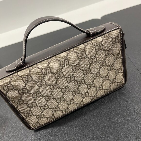 Gucci Double Zip Organizer Brown GG Supreme (JB1261) - Picture 2 of 12